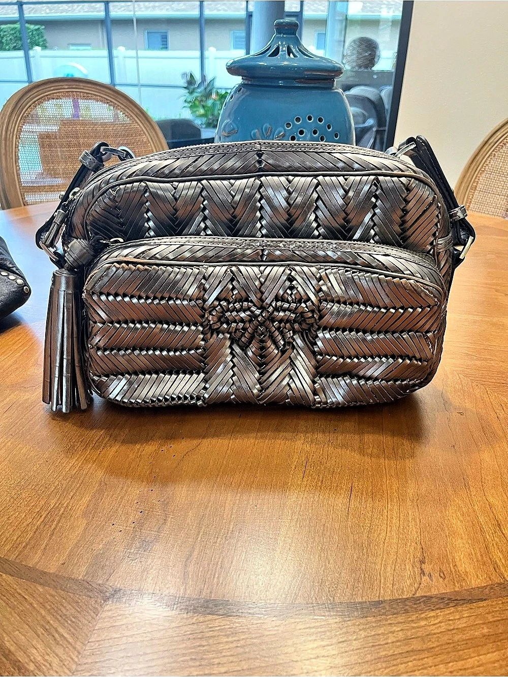 Anya Hindmarch Woven Leather Crossbody Bag in Brown